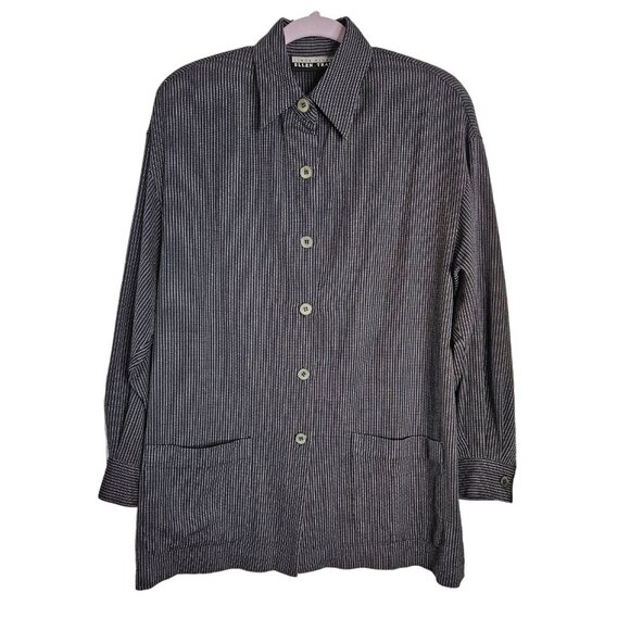 Vtg Linda Allard Ellen Tracy Womens Wool Stripe Jacket Size 4 Made in Korea - Picture 1 of 12